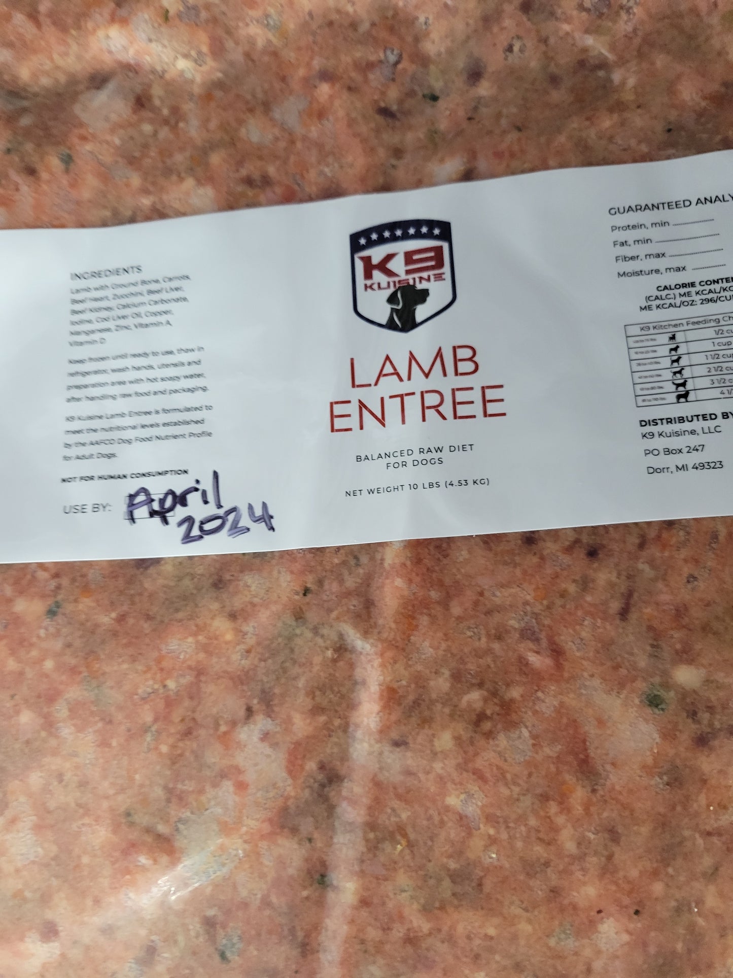 Lamb Raw Dog Food Entree