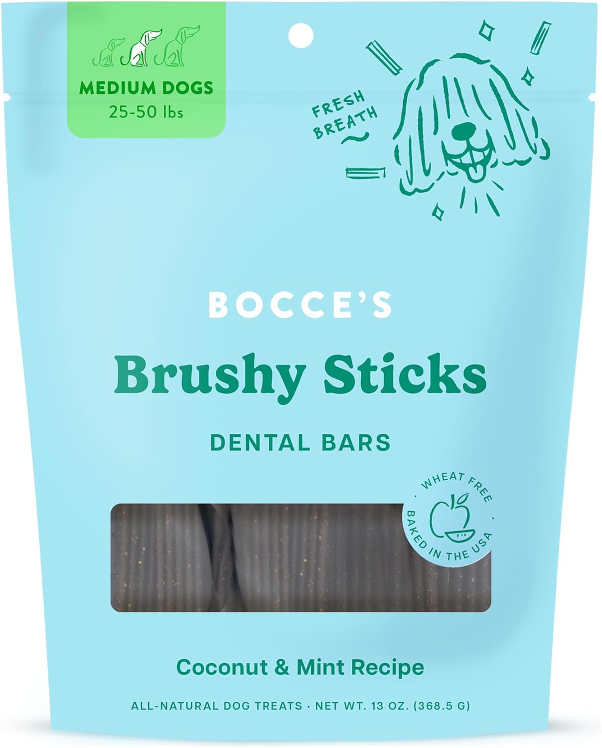 Bocce's Bakery Brush Sticks Dental Bars M 13 oz.