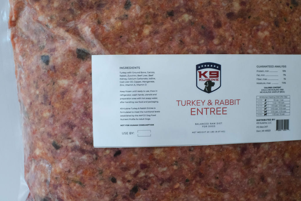 Turkey & Rabbit Raw Dog Food Entree - K9 Kuisine 