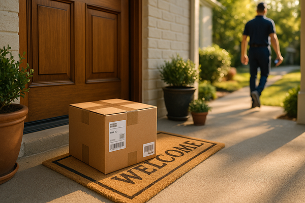A delivery box being delivery to your doorstep